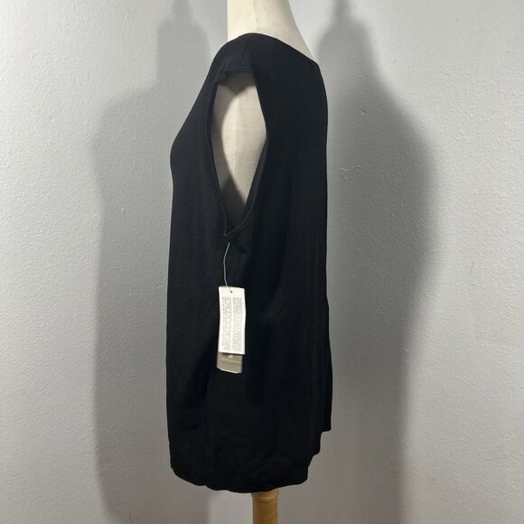 Jones New York Top Womens 2X Black Ribbed Dark Fairy Old Money Sleeveless Blouse - Picture 2 of 7
